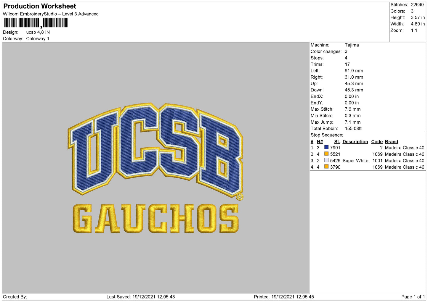 UCSB Embroidery File 4 size