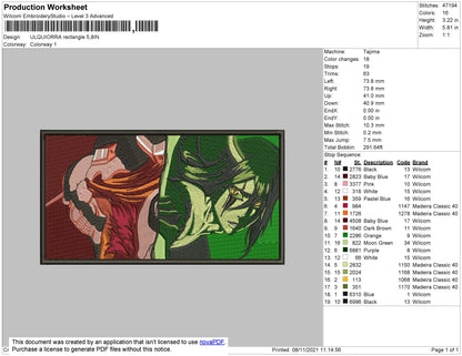 Ulquiorra Embroidery File 4 size