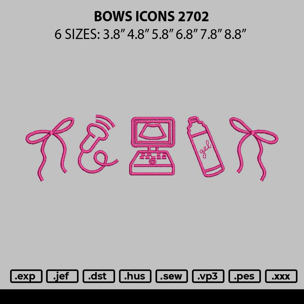 Bows Icon 2702 Embroidery File 6 sizes
