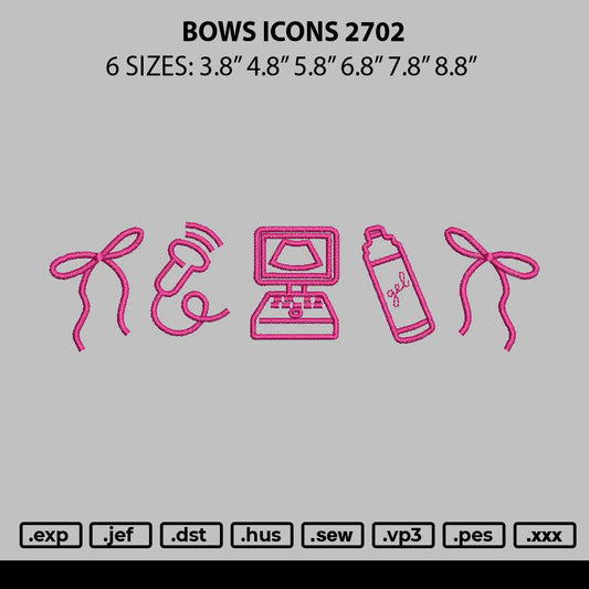 Bows Icon 2702 Embroidery File 6 sizes