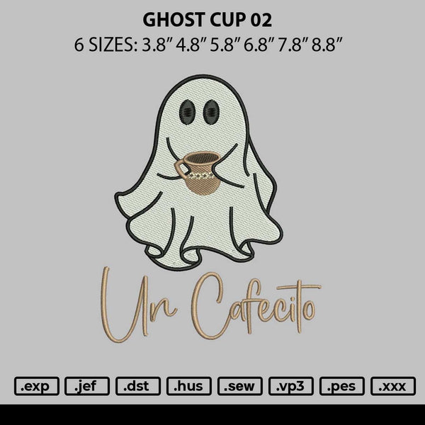 Ghost Cup 02 Embroidery File 6 sizes