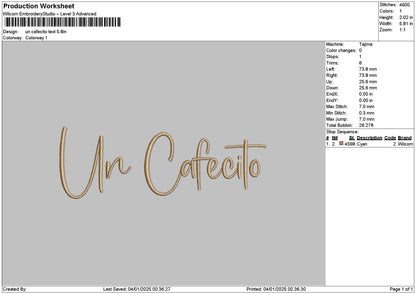 Cafecitotext Embroidery File 6 sizes