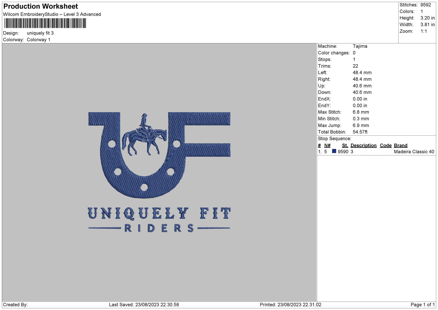 Uniquely Embroidery File 6 sizes