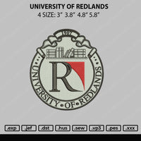 University Of Redlans Embroidery File 4 size