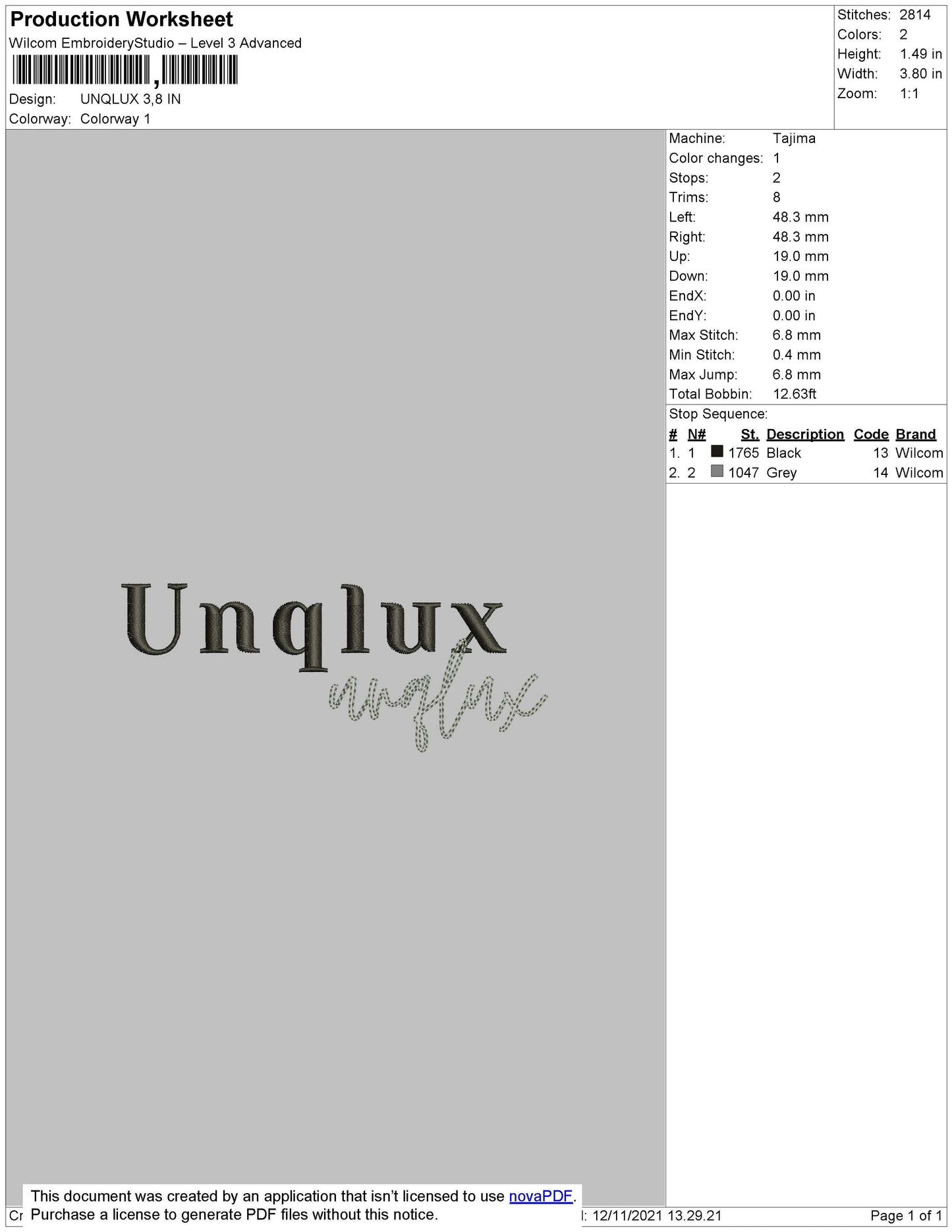Unqlux Embroidery File 4 size