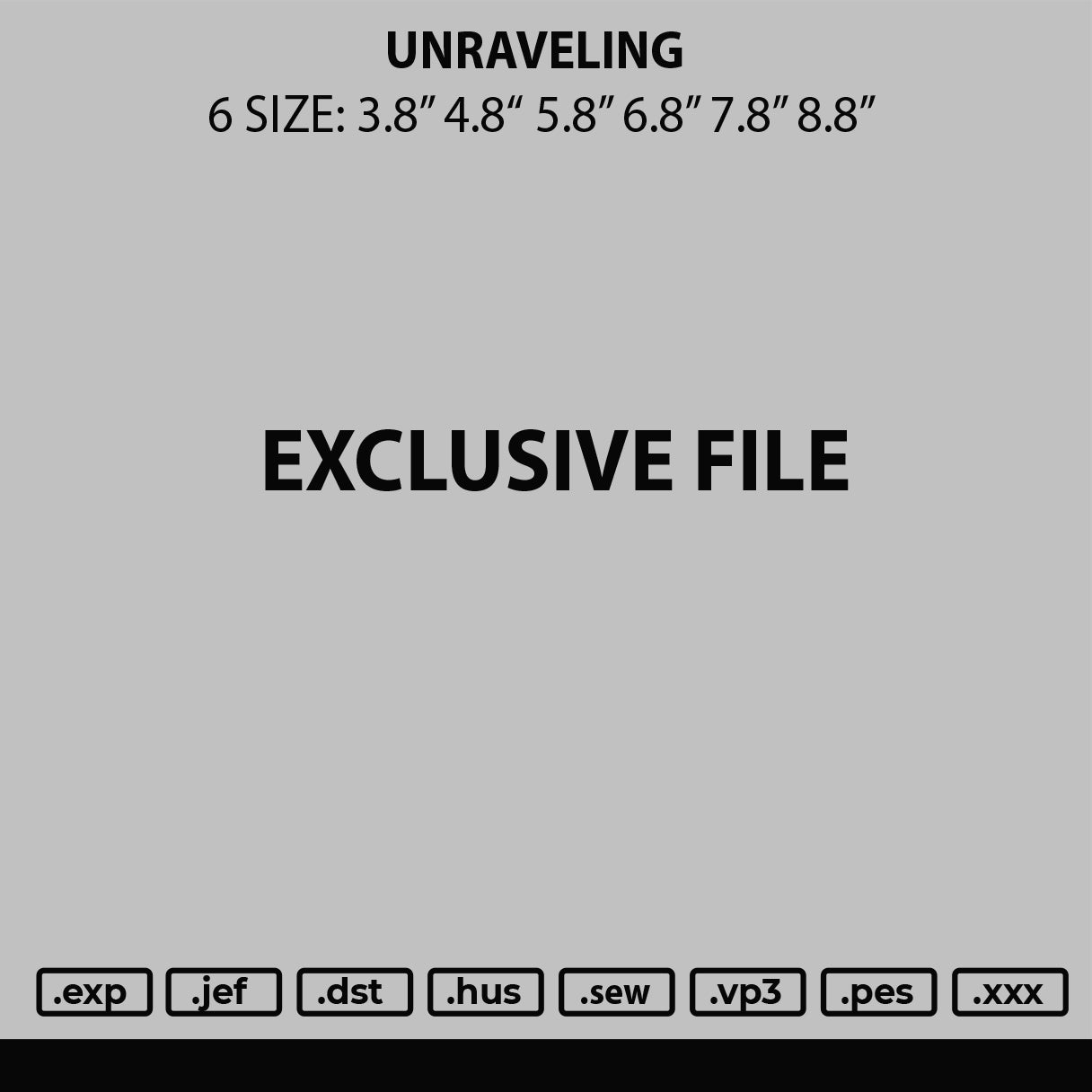 Unraveling Embroidery File 6 sizes