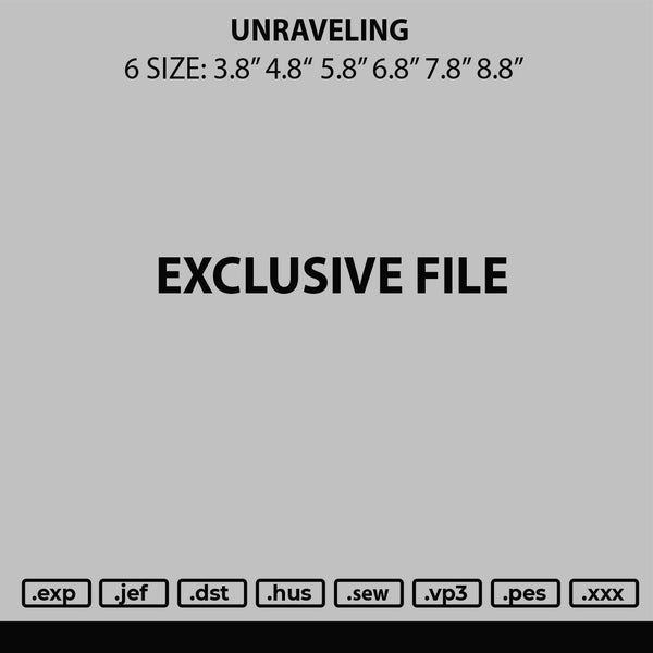 Unraveling Embroidery File 6 sizes