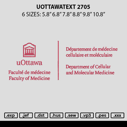 Uottawatext 2705 Embroidery Machine Design File 6 sizes