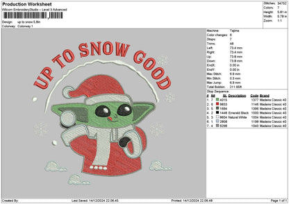 Yodaxmas 1412 Embroidery File 6 sizes