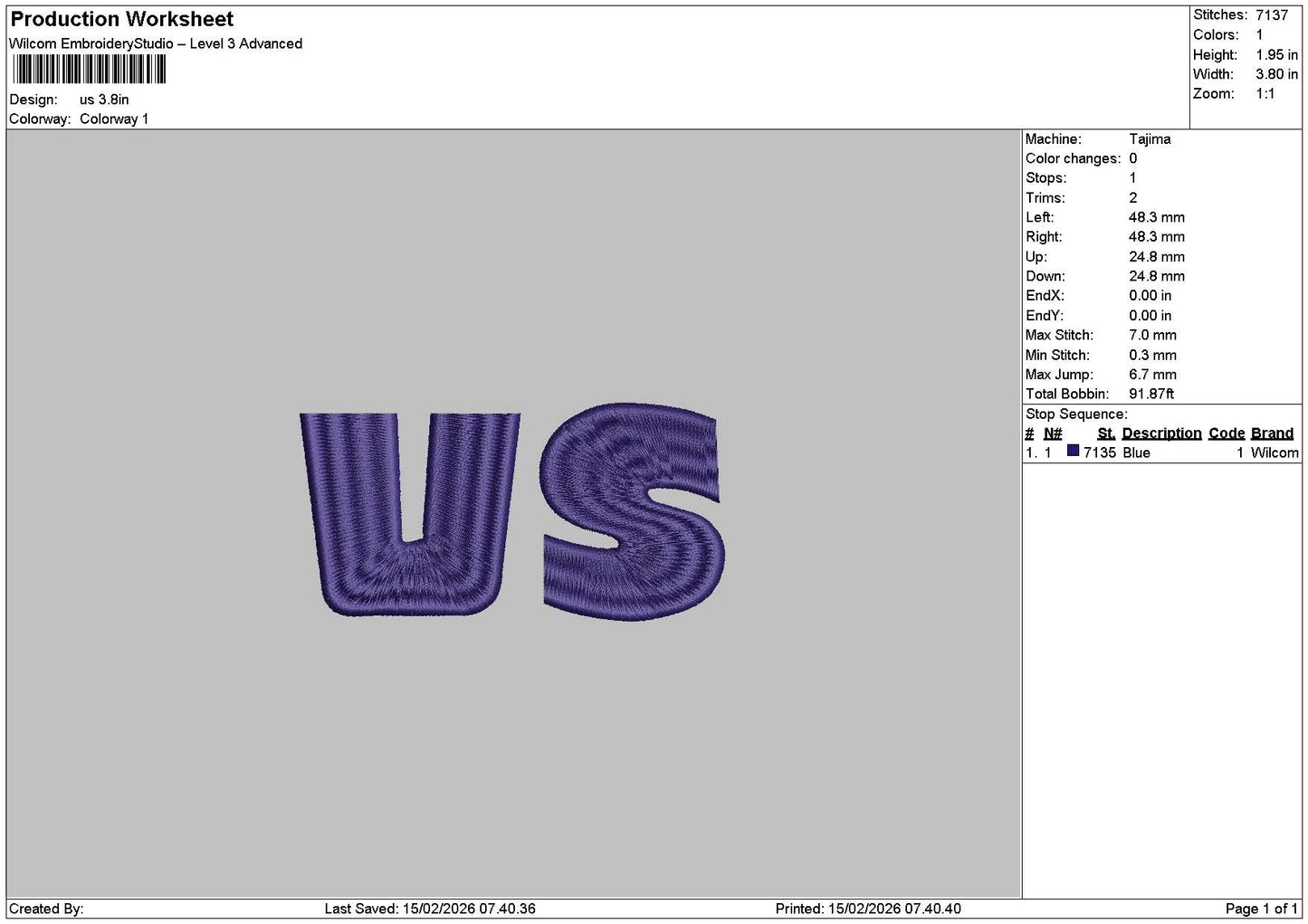 Ustext Embroidery File 6 sizes