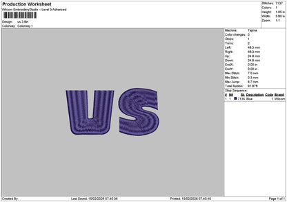Ustext Embroidery File 6 sizes