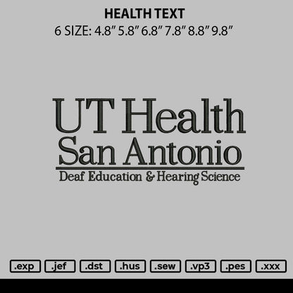 Health Text Embroidery File 6 sizes