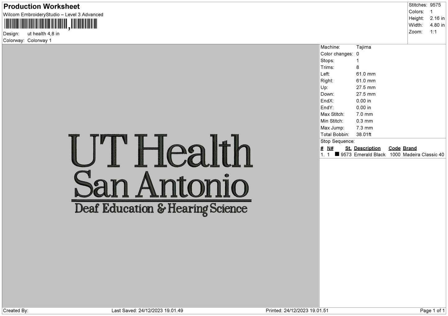 Health Text Embroidery File 6 sizes