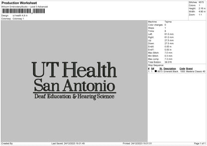 Health Text Embroidery File 6 sizes