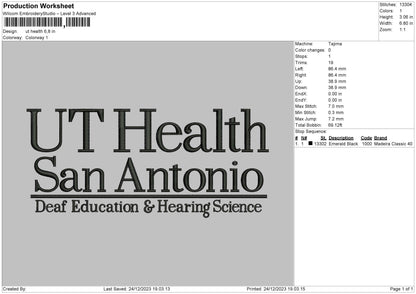Health Text Embroidery File 6 sizes