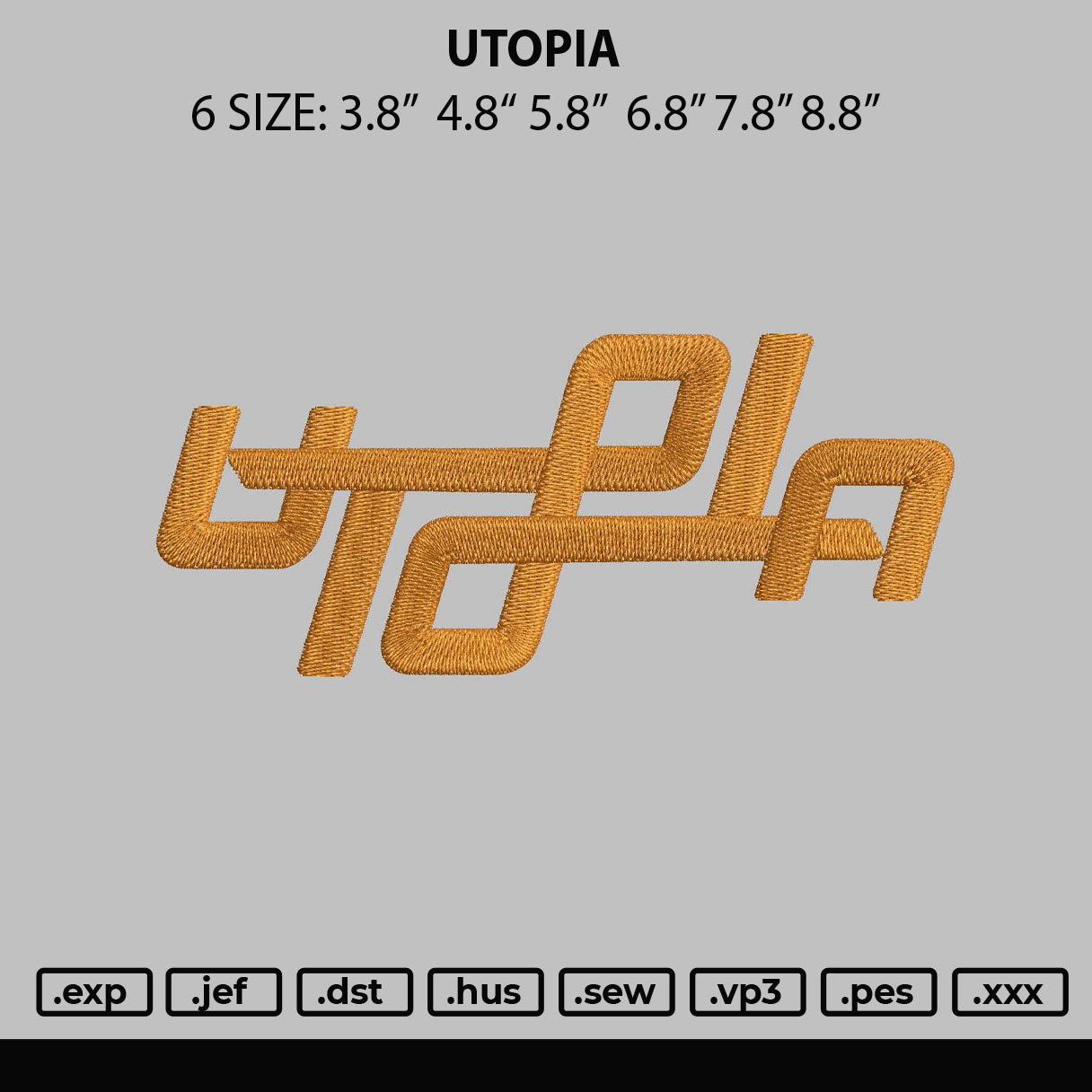 Utopia Embroidery File 6 sizes