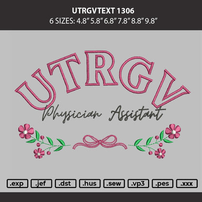 Utrgvtext 1306 Embroidery Machine Design File 6 sizes
