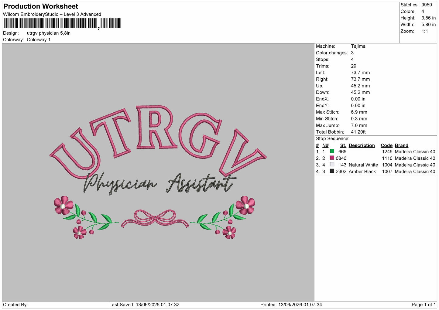 Utrgvtext 1306 Embroidery Machine Design File 6 sizes