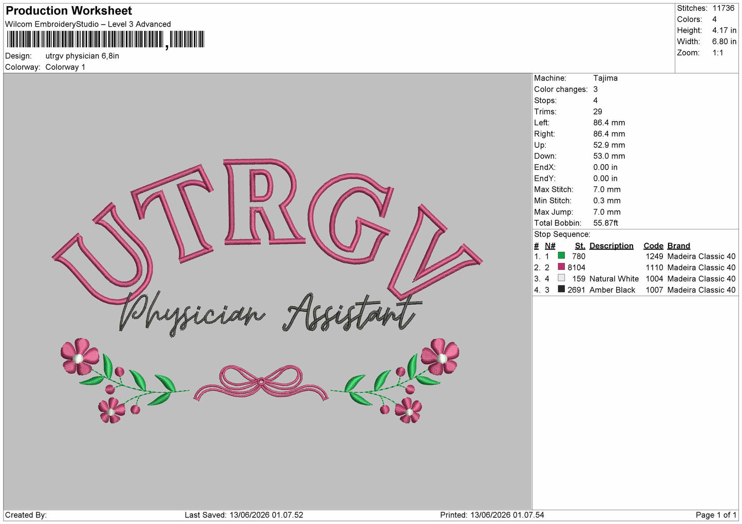 Utrgvtext 1306 Embroidery Machine Design File 6 sizes