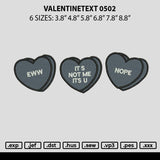 Valentinetext 0502 Embroidery File 6 sizes