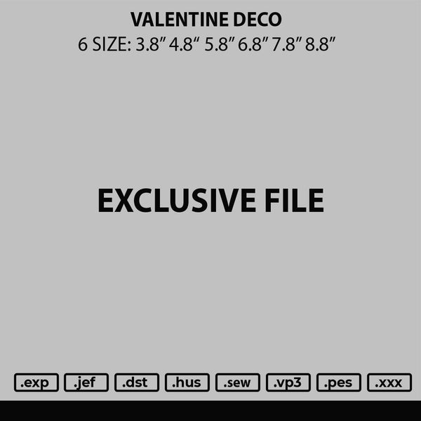 Valentine Deco Embroidery File 6 sizes