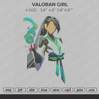 Valoran Girl Embroidery File 4 size