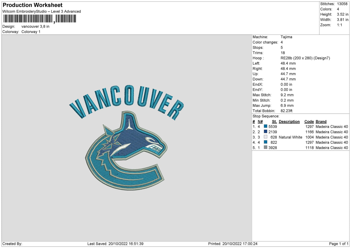Vancouver Embroidery File 6 sizes