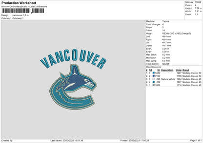 Vancouver Embroidery File 6 sizes