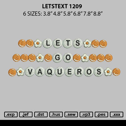 Letstext 1209 Embroidery File 6 sizes