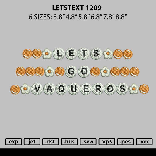 Letstext 1209 Embroidery File 6 sizes