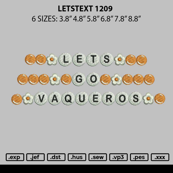 Letstext 1209 Embroidery File 6 sizes