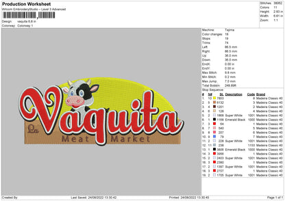 Vaquita Embroidery File 5 sizes
