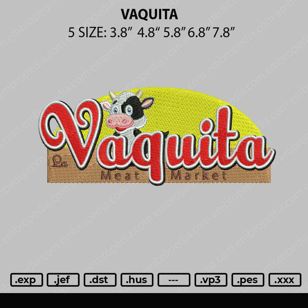 Vaquita Embroidery File 5 sizes