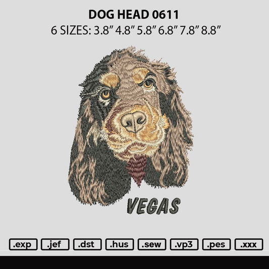 Dog Head 0611 Embroidery File 6 sizes