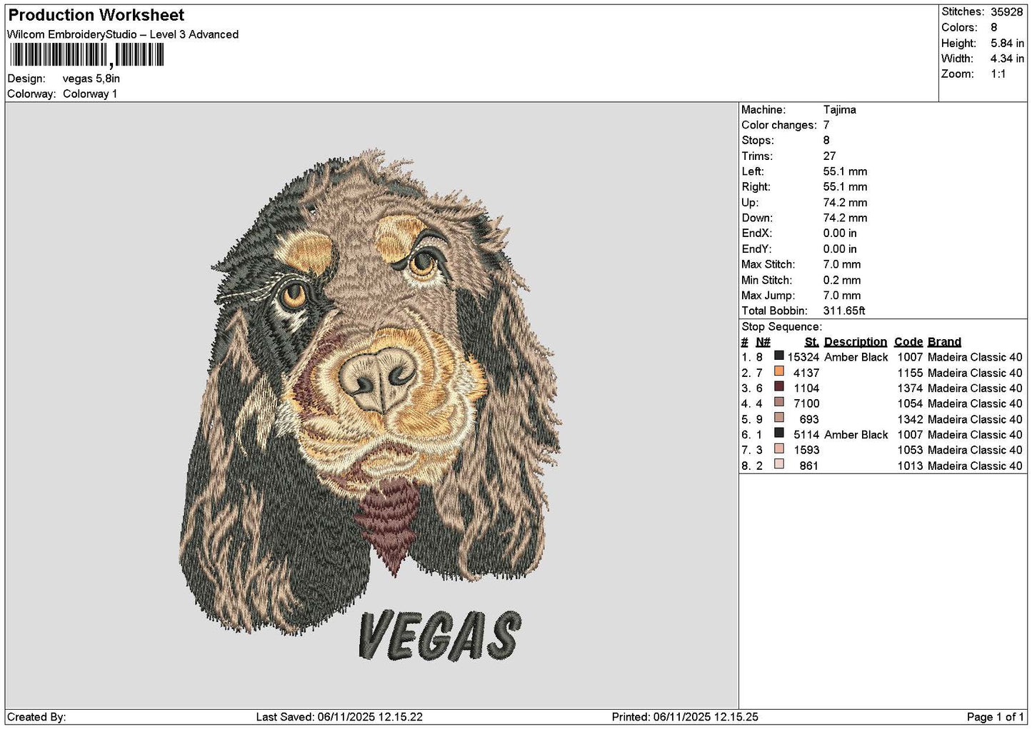 Dog Head 0611 Embroidery File 6 sizes