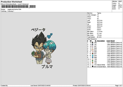 Vegeta Chibi Embroidery File 6 sizes
