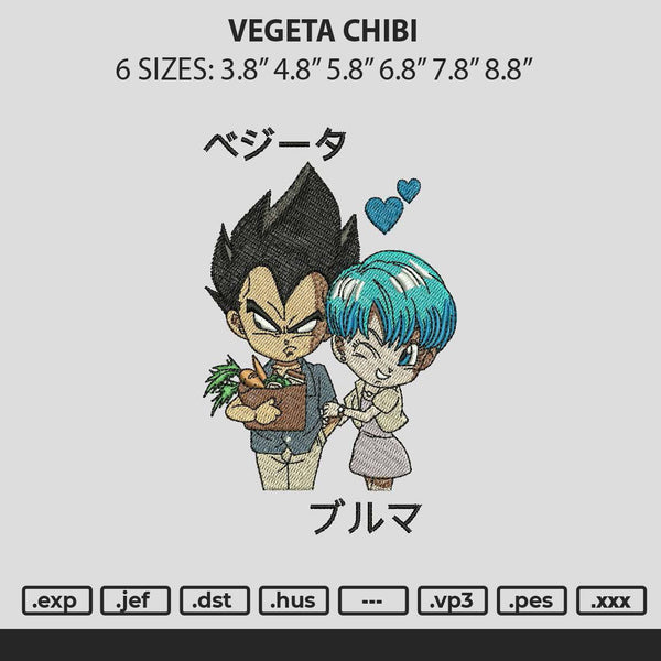 Vegeta Chibi Embroidery File 6 sizes