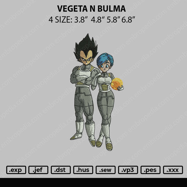 Vegeta N Bulma Embroidery File 4 size