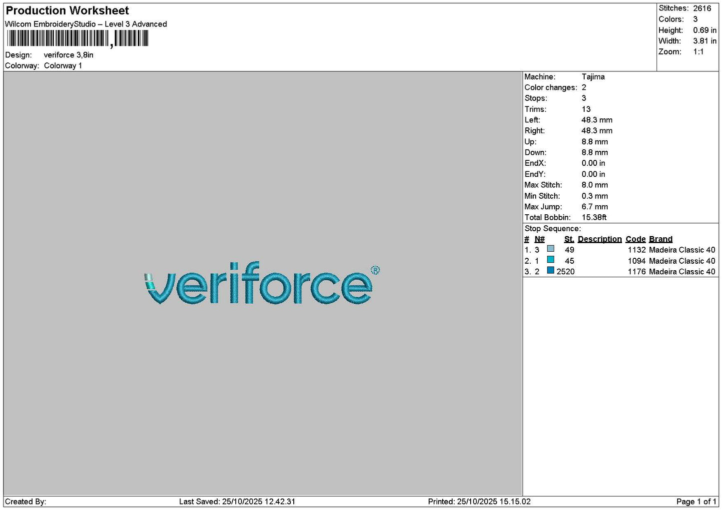 Veriforcetext Embroidery 2 Files