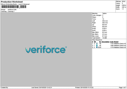 Veriforcetext Embroidery 2 Files