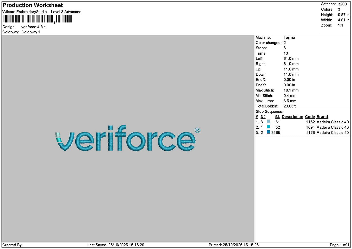 Veriforcetext Embroidery 2 Files