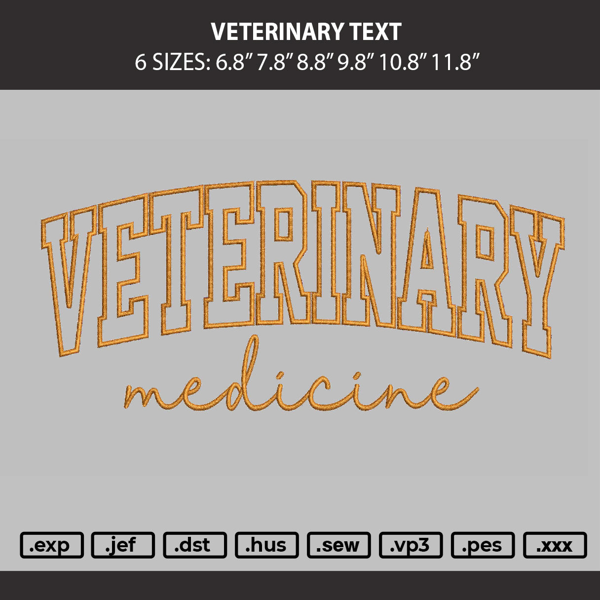 Veterinary App Embroidery Machine Design File 6 sizes