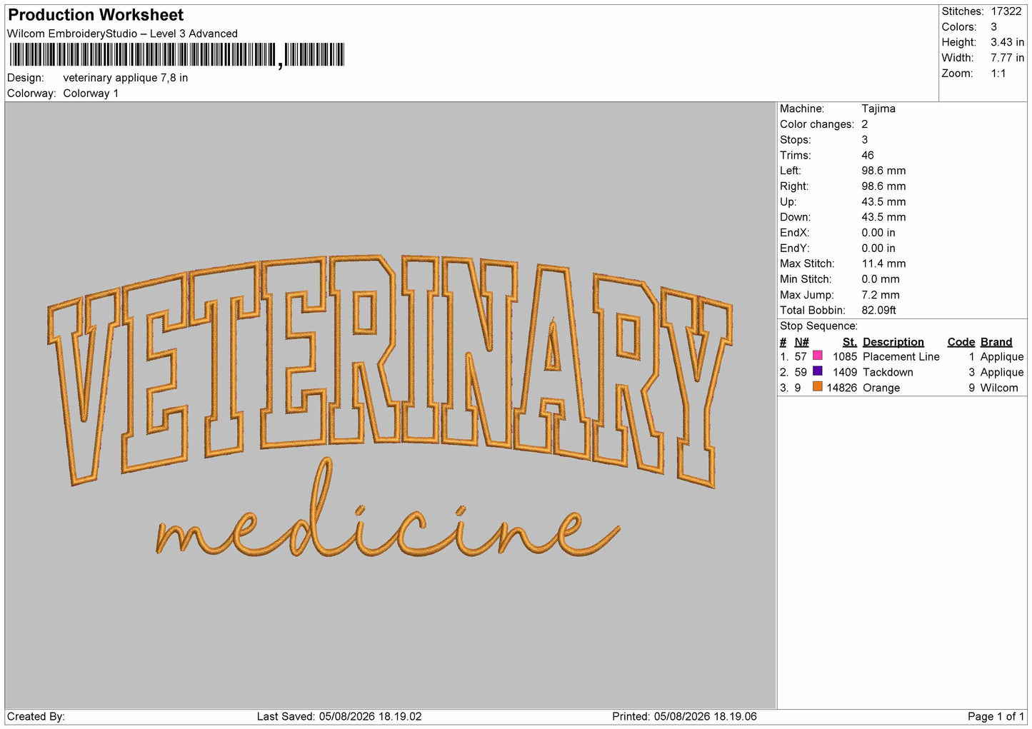 Veterinary App Embroidery Machine Design File 6 sizes