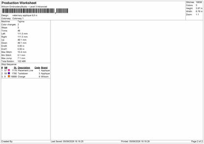 Veterinary App Embroidery Machine Design File 6 sizes