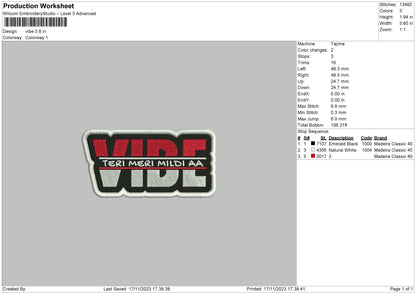 Vibetext Embroidery File 6 sizes