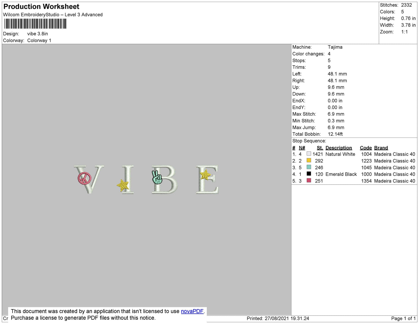 Vibe Embroidery File 4 size