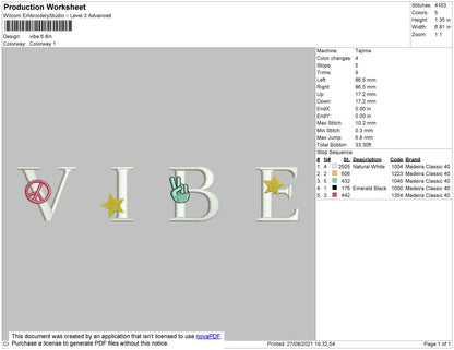 Vibe Embroidery File 4 size