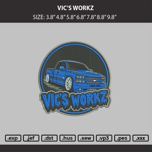 vic’s workz Embroidery Machine Design File 6 sizes