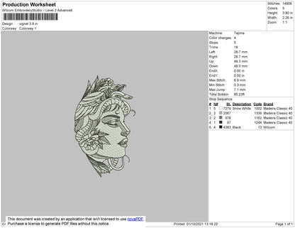 Vignet Embroidery File 4 size