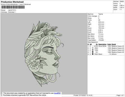 Vignet Embroidery File 4 size
